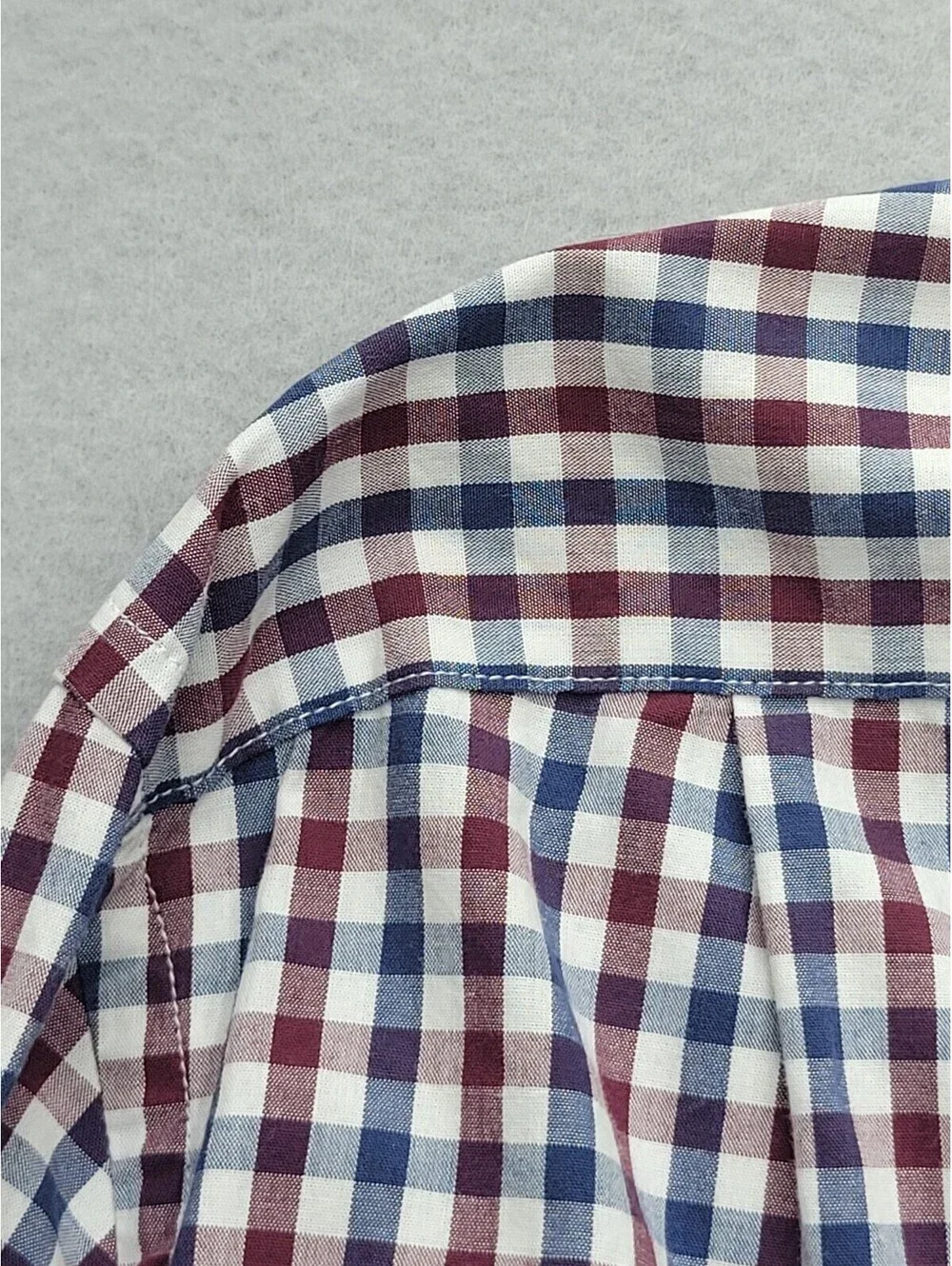 J Crew Men Button-Up Medium Red Blue Slim Checked 100% Cotton Mauritius Work
